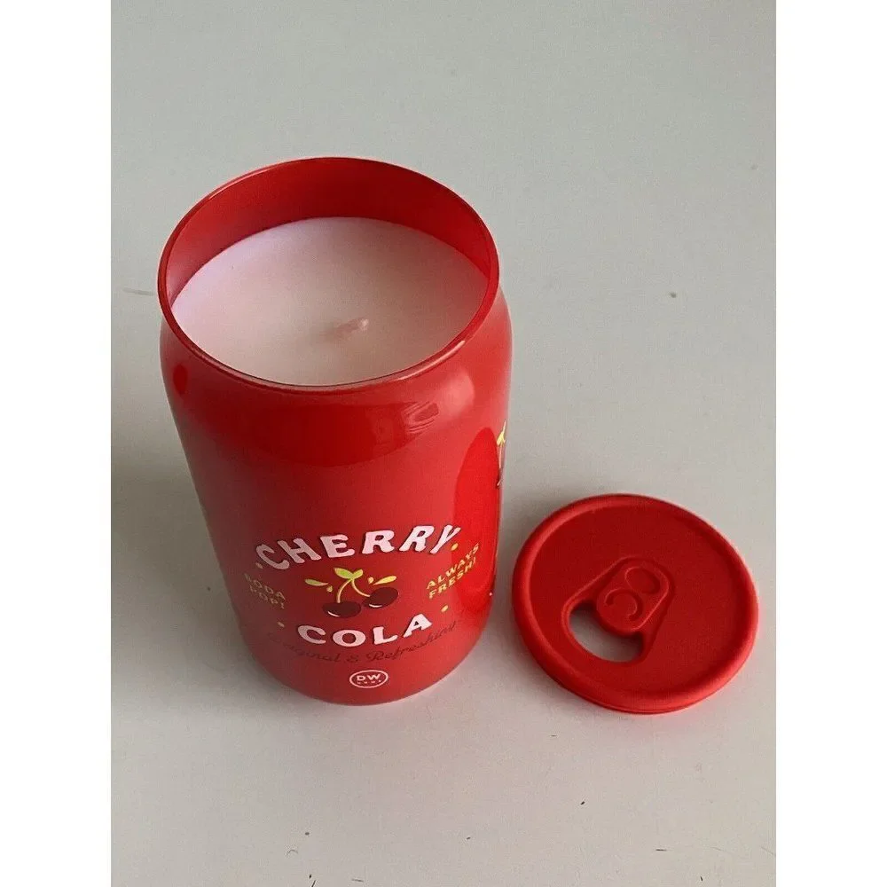 DW Home Cherry Cola Soda Pop‎ Glass Candle 15oz 33 HR Single Wick Rubber Lid NEW
